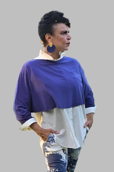 Delores Off the Shoulder Cape - Style #2419 (Blue)