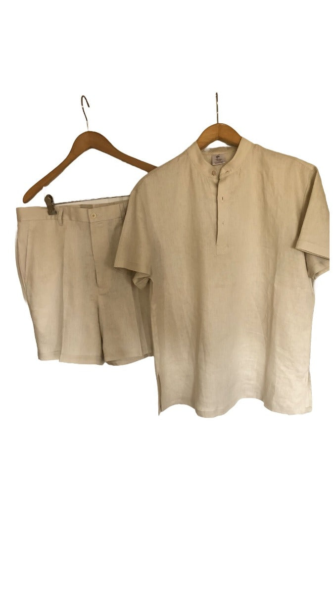 Custom Men’s Tunic and Shorts (Beige) - Style # 101AK