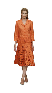 2 Piece Jacket and Skirt Paisley Suit (Orange) Style #A2