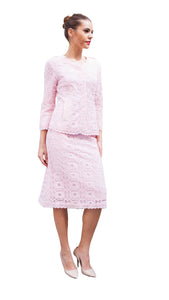 Lace 2 Piece Skirt Set (Pink) - Style#A5