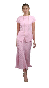 Pleated 2 Piece Skirt Suit (Pink) - Style# A6