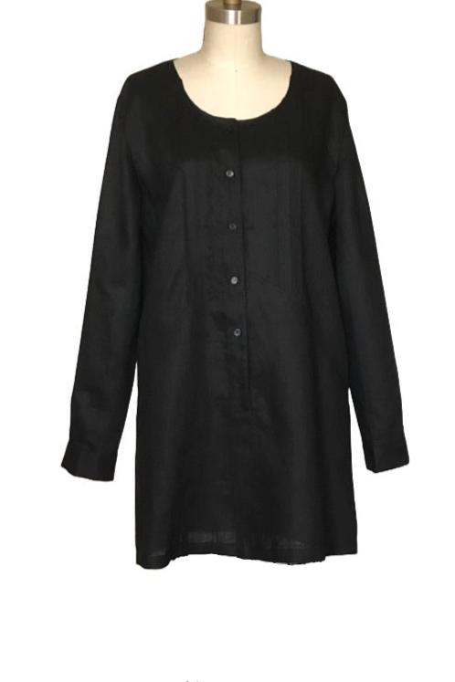 Classic Long Sleeve Linen Tunic - Style #1773K (Black)