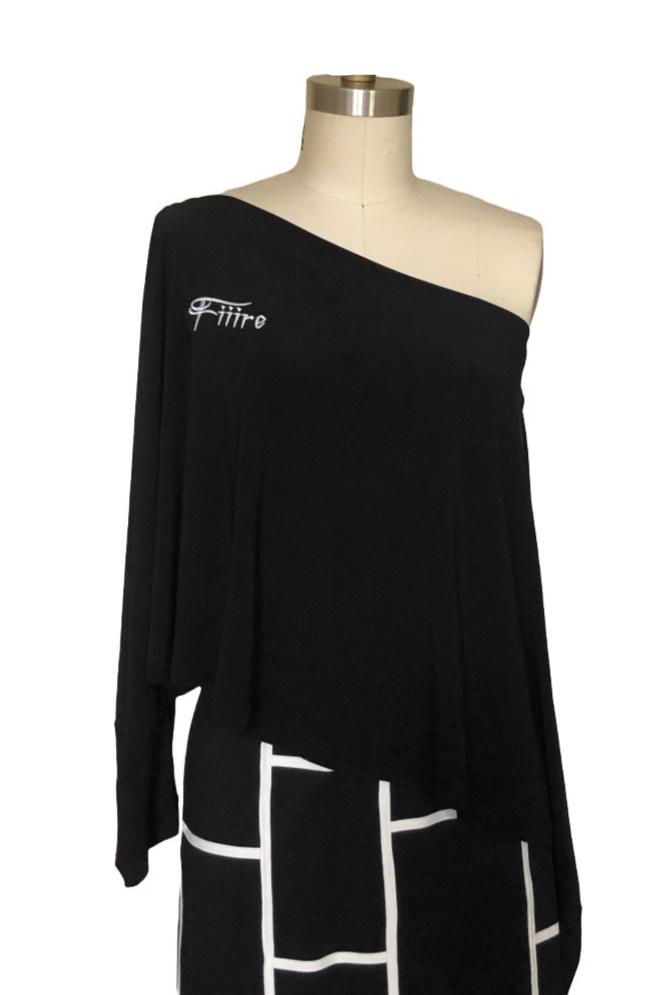 Fiire Off the Shoulder Cape With Custom Logo (Black) - Style # 2419L