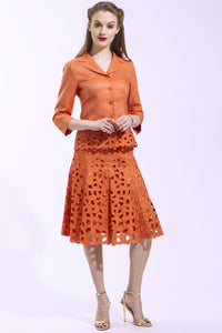 2 Piece Jacket and Skirt Paisley Suit (Orange) Style #A2